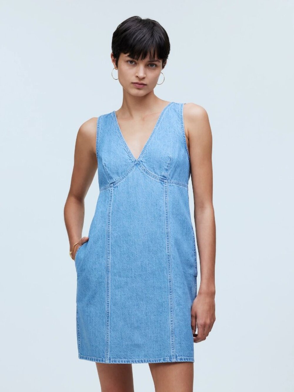 Madewell Ariana V-Neck Denim Mini Dress Size XS